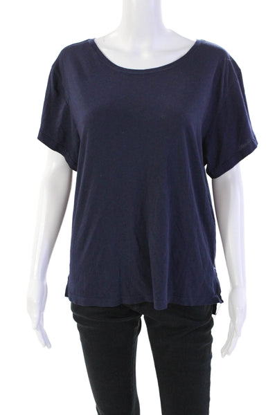 Lululemon Women's Round Neck Short Sleeves Basic T-Shirt Navy Blue Size M