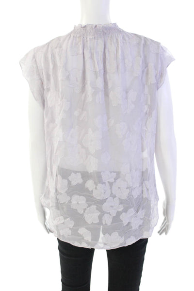 Rebecca Taylor Womens Cotton + Silk Short Sleeve Blouse Top Purple Size 12