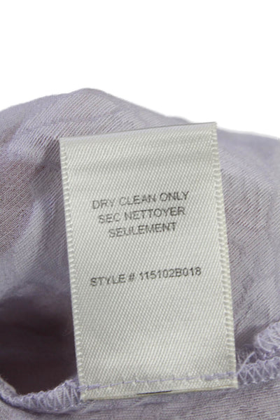 Rebecca Taylor Womens Cotton + Silk Short Sleeve Blouse Top Purple Size 12