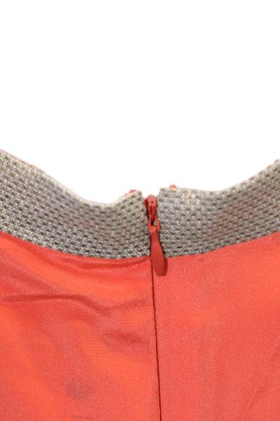 Camillo Bona Womens Metallic V-Neck Zip Up Tank Top Blouse Orange Size L