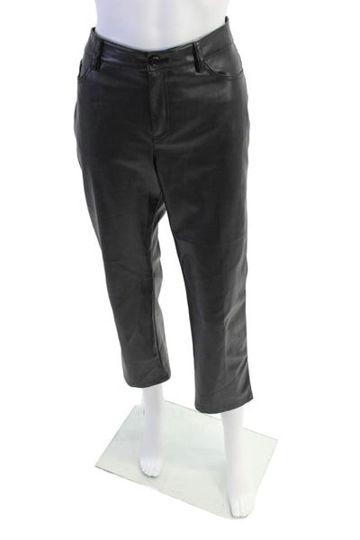 Peace of Cloth Womens Vegan Leather Mid-Rise Tapered Pants Trousers Black Size 8