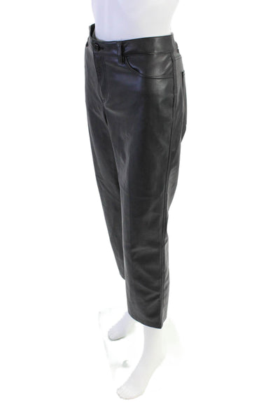 Peace of Cloth Womens Vegan Leather Mid-Rise Tapered Pants Trousers Black Size 8