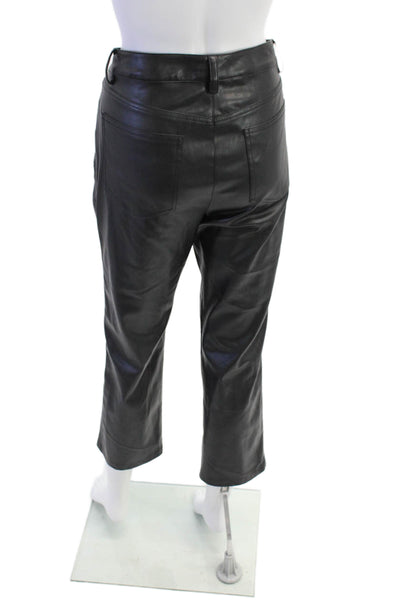 Peace of Cloth Womens Vegan Leather Mid-Rise Tapered Pants Trousers Black Size 8