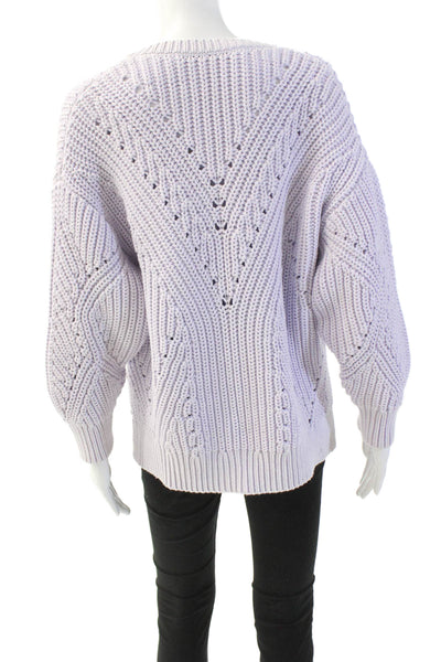 IRO Womens Chunky Knit V-Neck Long Sleeve Pullover Sweater Top Purple Size XS