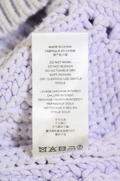 IRO Womens Chunky Knit V-Neck Long Sleeve Pullover Sweater Top Purple Size XS