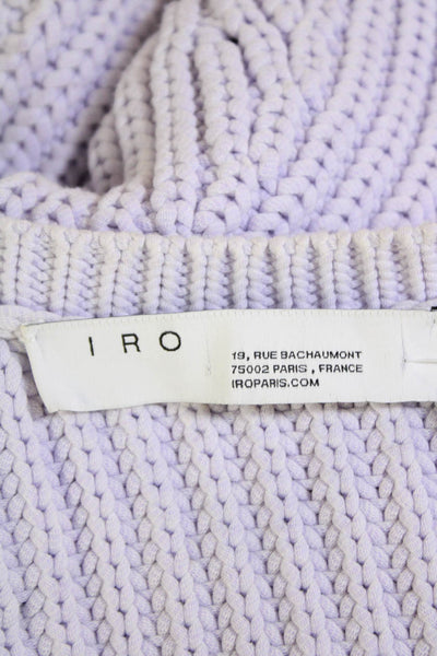 IRO Womens Chunky Knit V-Neck Long Sleeve Pullover Sweater Top Purple Size XS
