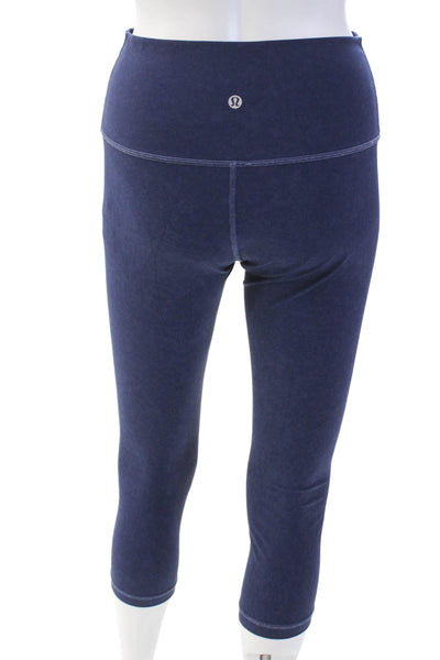 Lululemon Womens Solid High Waisted Crop Leggings Blue Size 6