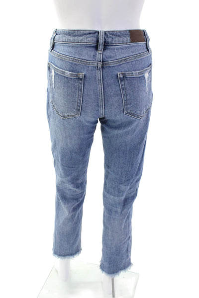 Hidden Womens Raw Hem High Rise Ripped Slim Leg Jeans Blue Cotton Size 26