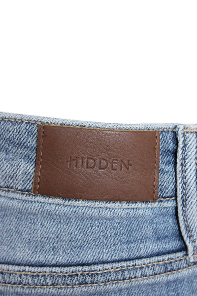 Hidden Womens Raw Hem High Rise Ripped Slim Leg Jeans Blue Cotton Size 26