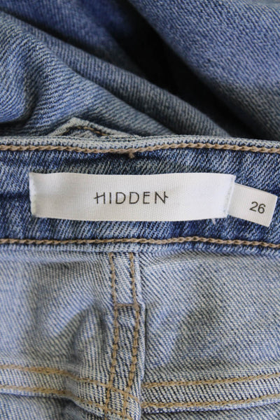 Hidden Womens Raw Hem High Rise Ripped Slim Leg Jeans Blue Cotton Size 26