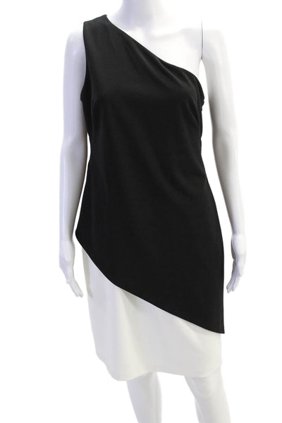 Lauren Ralph Lauren Womens Two-Toned Oned Shoulder Mini Dress Black Size 10
