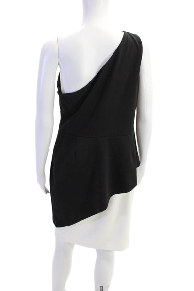 Lauren Ralph Lauren Womens Two-Toned Oned Shoulder Mini Dress Black Size 10