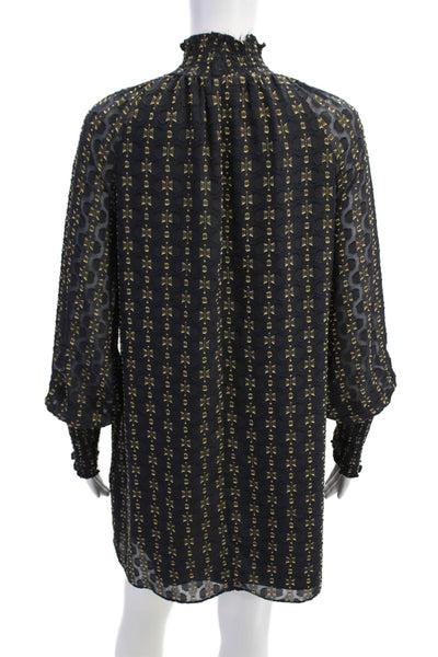 Amanda Uprichard Womens Abstract High Neck Long Sleeve Mini Dress Black Size S