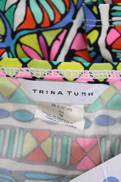 Trina Turk Women's Round Neck Short Sleeves Multicolor Blouse Size S