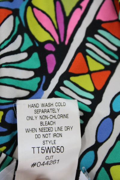 Trina Turk Women's Round Neck Short Sleeves Multicolor Blouse Size S