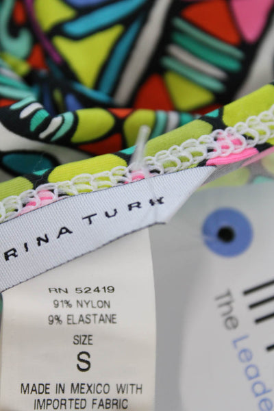 Trina Turk Women's Round Neck Short Sleeves Multicolor Blouse Size S
