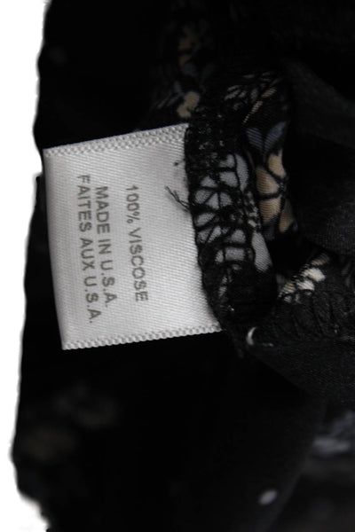 Misa Womens Smocked Waistband Satin Dotted Floral A Line Skirt Black Size XS