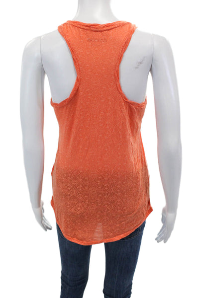 Zadig & Voltaire Womens Printed Tank Top Orange Gold Cotton Size Extra Small