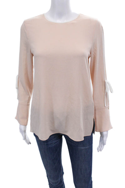 Vince Camuto Womens Long Sleeves Blouse Pink White Size Petite Extra Small