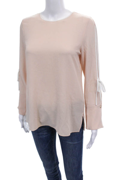 Vince Camuto Womens Long Sleeves Blouse Pink White Size Petite Extra Small