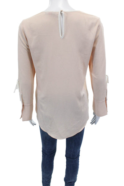 Vince Camuto Womens Long Sleeves Blouse Pink White Size Petite Extra Small
