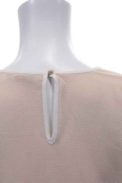 Vince Camuto Womens Long Sleeves Blouse Pink White Size Petite Extra Small
