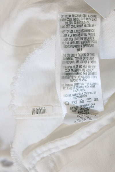 Joes Womens Denim Fray Hem Button Down Jacket White Cotton Size Extra Small