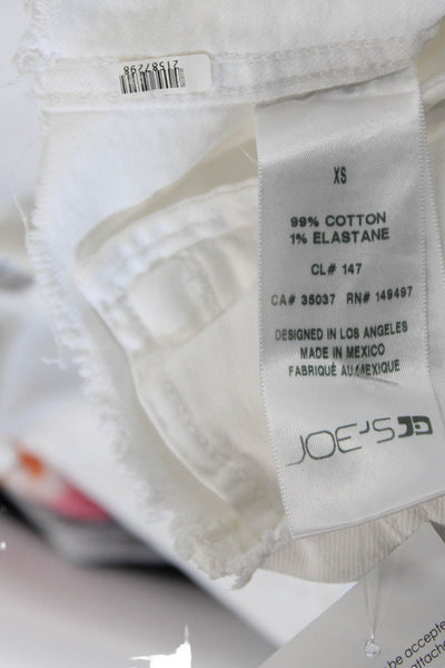 Joes Womens Denim Fray Hem Button Down Jacket White Cotton Size Extra Small