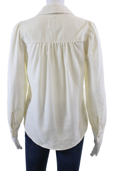 Rails Womens Long Sleeve Crystal Button Front Collared Shirt White Size 2XS