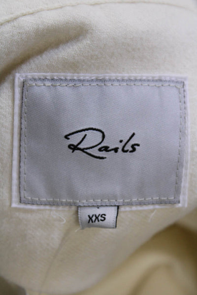 Rails Womens Long Sleeve Crystal Button Front Collared Shirt White Size 2XS