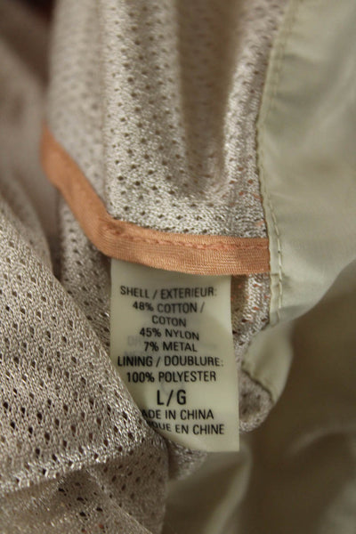 Elie Tahari Women's Hood Long Sleeves Full Zip Patch Pocket Jacket Peach Size L