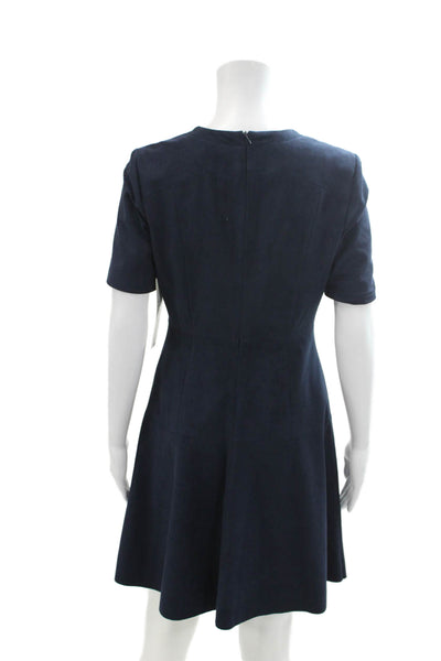 Belle Badgley Mischka Womens Short Sleeve Lace-Up Mini Dress Blue Size S