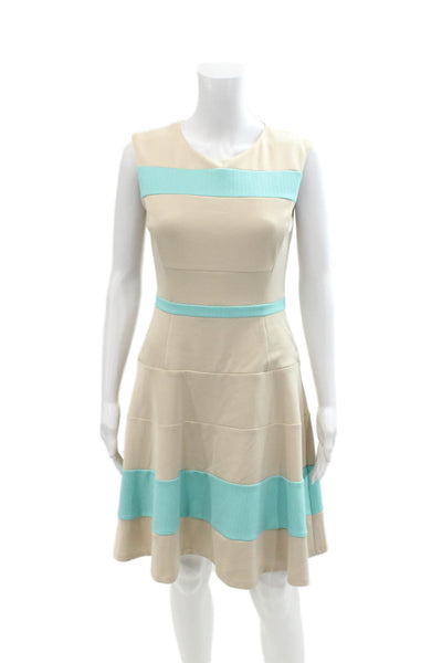 Mark & James by Badgley Mischka Womens Sleeveless Zippered Dress Beige Size 4