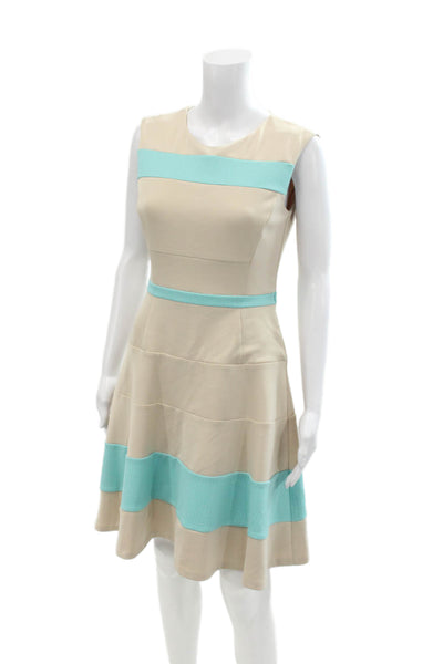Mark & James by Badgley Mischka Womens Sleeveless Zippered Dress Beige Size 4