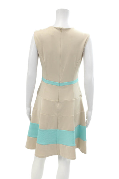 Mark & James by Badgley Mischka Womens Sleeveless Zippered Dress Beige Size 4