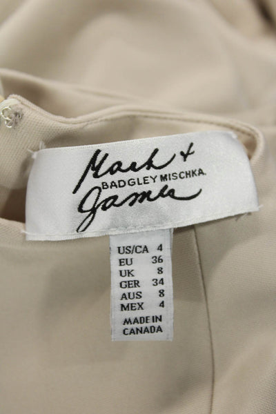 Mark & James by Badgley Mischka Womens Sleeveless Zippered Dress Beige Size 4