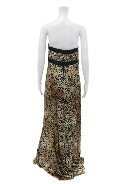 Badgley Mischka Womens Silk Geometric Sweetheart Maxi Dress Black Size 10