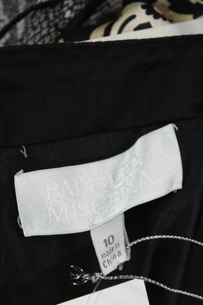 Badgley Mischka Womens Silk Geometric Sweetheart Maxi Dress Black Size 10