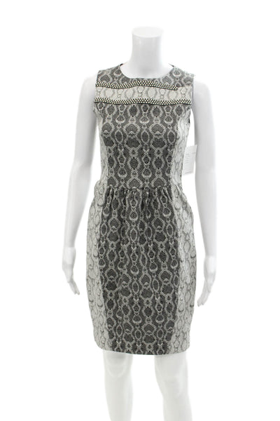 Belle Badgley Mischka Womens Reptile Print Sleeveless Sheath Dress Black Size 4