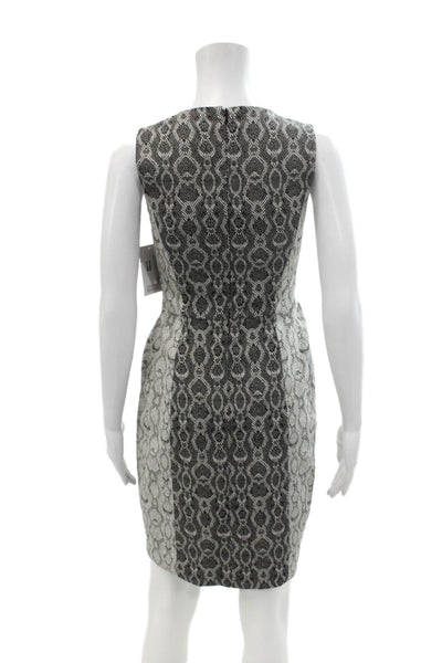Belle Badgley Mischka Womens Reptile Print Sleeveless Sheath Dress Black Size 4