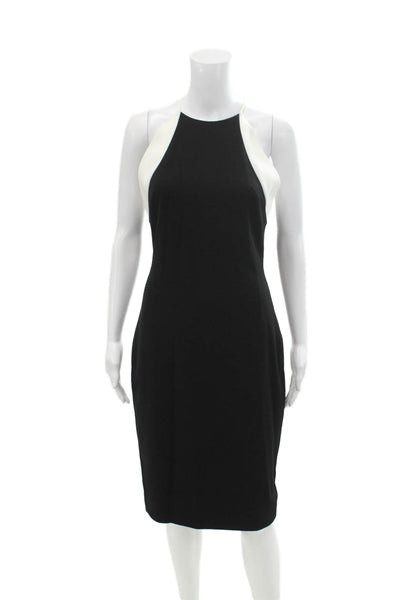 Badgley Mischka Womens Color Block Halter Neck Pencil Dress Black Size 4