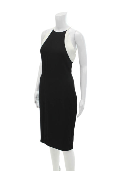 Badgley Mischka Womens Color Block Halter Neck Pencil Dress Black Size 4
