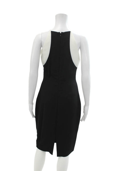 Badgley Mischka Womens Color Block Halter Neck Pencil Dress Black Size 4