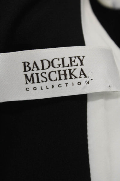 Badgley Mischka Womens Color Block Halter Neck Pencil Dress Black Size 4