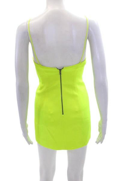 Alice + Olivia Womens Spaghetti Strap Scoop Neck Zip Mini Dress Neon Yellow Size