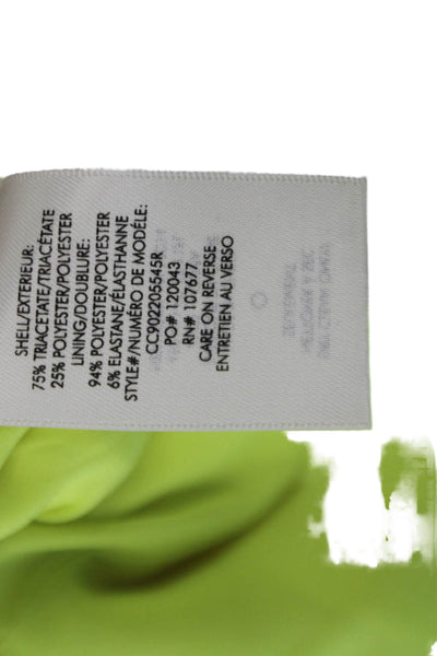 Alice + Olivia Womens Spaghetti Strap Scoop Neck Zip Mini Dress Neon Yellow Size