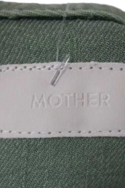 Mother Womens Cotton High Waisted Lined Tier Zip Mini Skirt Green Size S