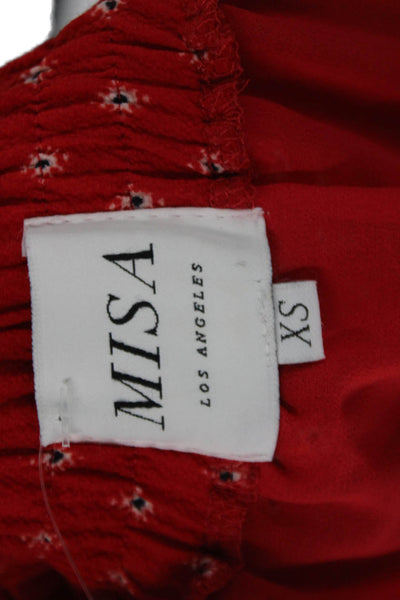 Misa Womens Textured Elastic Waistband Lined Print Mini Skirt Red Size XS