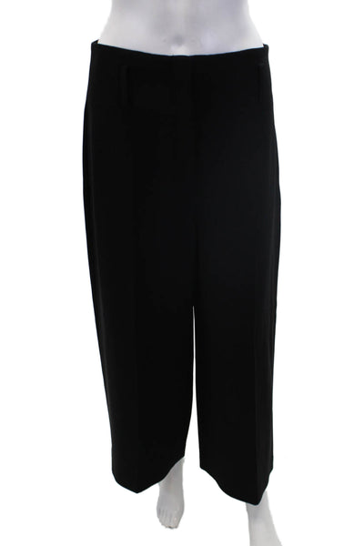 Theory Womens High Waisted Flat Front Wide Leg Trousers Black Size 8