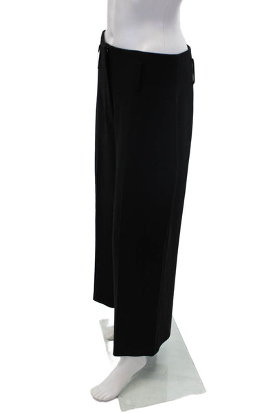 Theory Womens High Waisted Flat Front Wide Leg Trousers Black Size 8